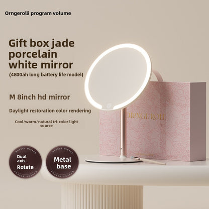 Dual-Axis LED Makeup Mirror with Adjustable Lighting