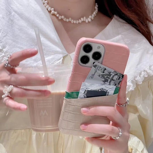 Dual Card Leather Phone Case for iPhone