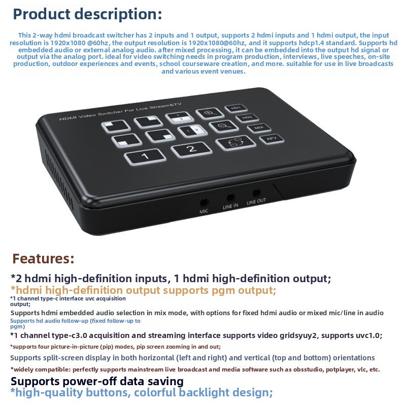 Dual-channel HDMI studio switcher