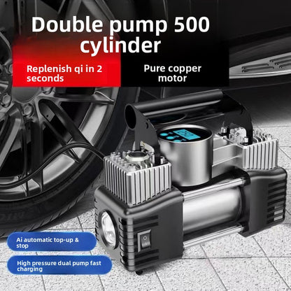 Dual Cylinder Car Air Pump with Digital Display