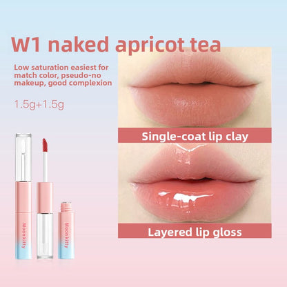 Dual-ended lip gloss with mirror-like shine and non-transfer formula