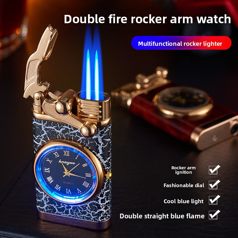 Dual Flame Blue Jet Refillable Lighter with Illuminated Dial