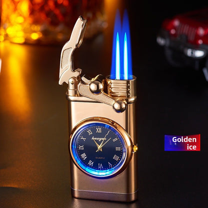 Dual Flame Blue Jet Refillable Lighter with Illuminated Dial