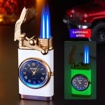 Dual Flame Blue Jet Refillable Lighter with Illuminated Dial