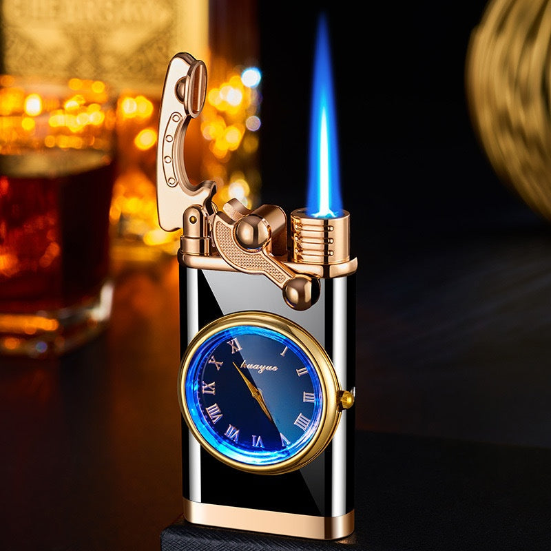 Dual Flame Blue Jet Refillable Lighter with Illuminated Dial