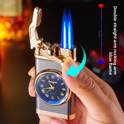 Dual Flame Blue Jet Refillable Lighter with Illuminated Dial