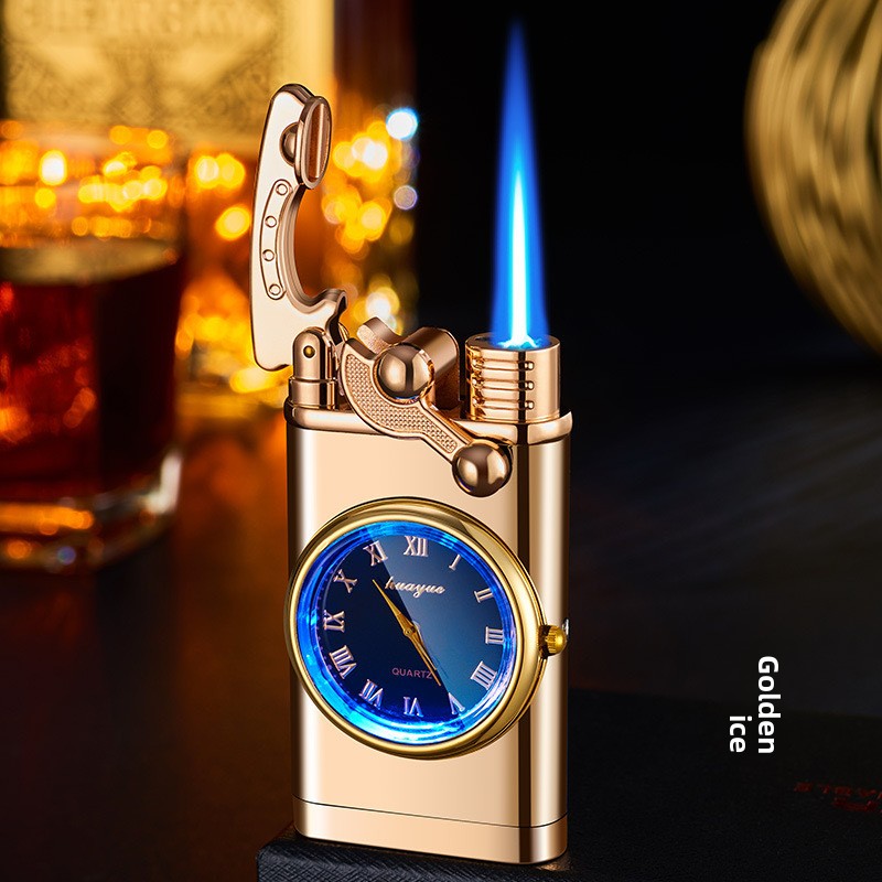 Dual Flame Blue Jet Refillable Lighter with Illuminated Dial
