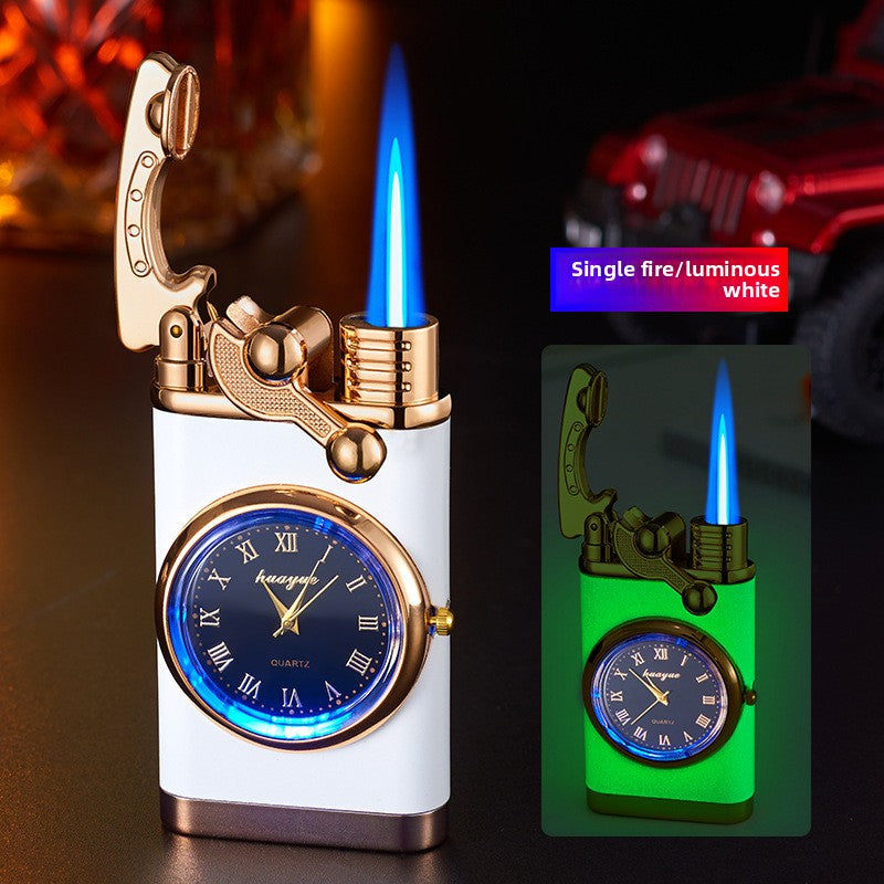 Dual Flame Blue Jet Refillable Lighter with Illuminated Dial