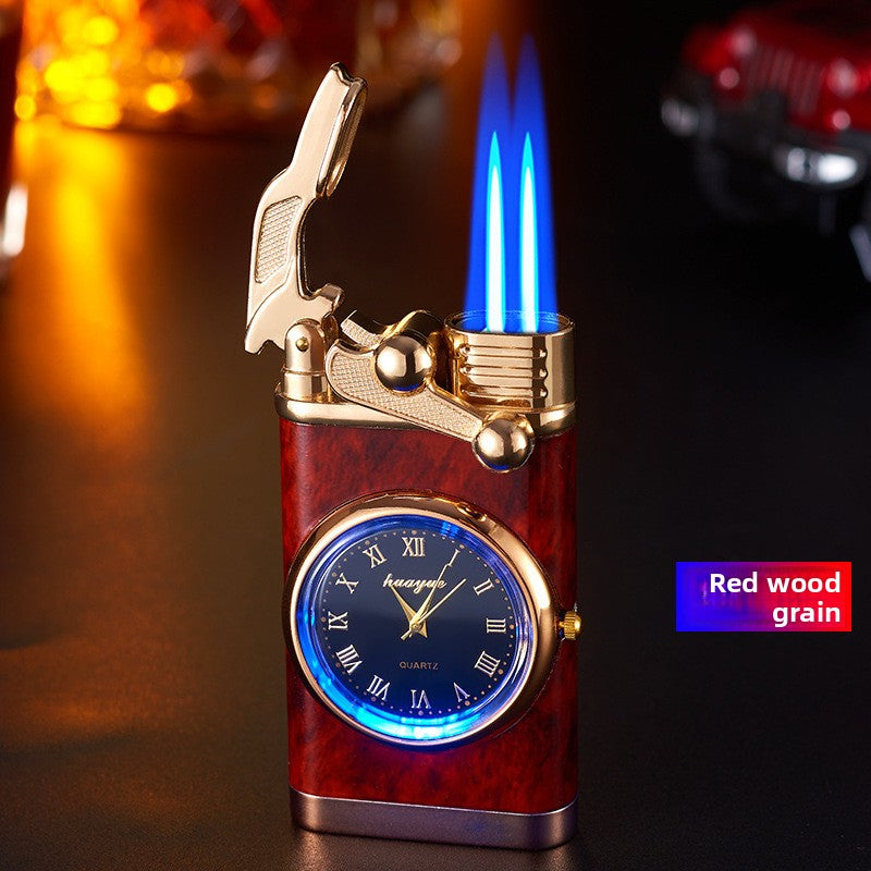 Dual Flame Blue Jet Refillable Lighter with Illuminated Dial