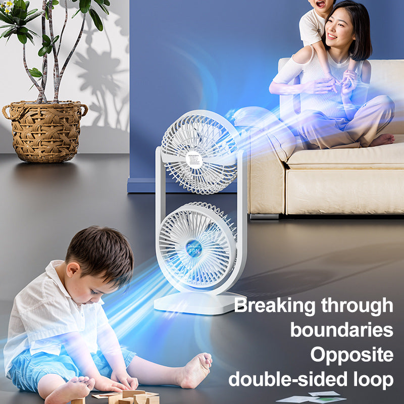 Dual Head USB Rechargeable Desk Fan