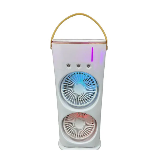 Dual-Nozzle Portable Humidifying Fan – Compact Air Cooler with Hydro Cooling for Home Use
