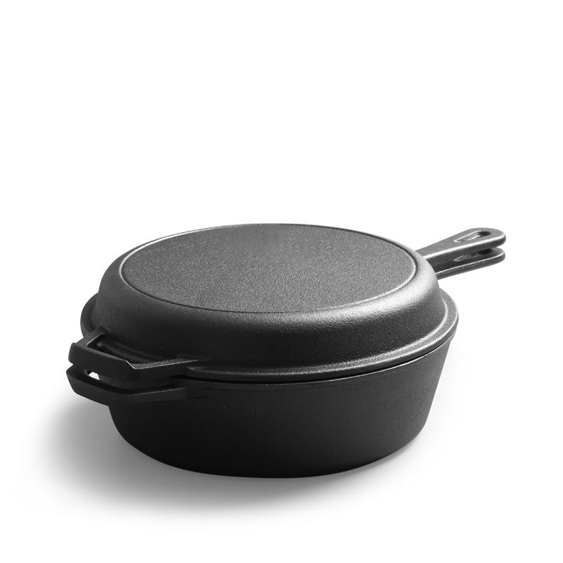Dual-Purpose Cast Iron Frying and Stewing Pot