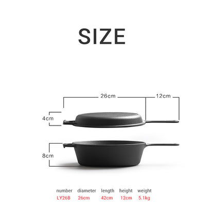 Dual-Purpose Cast Iron Frying and Stewing Pot