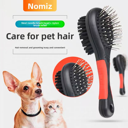 Dual-Sided Pet Grooming Brush for Cats and Dogs