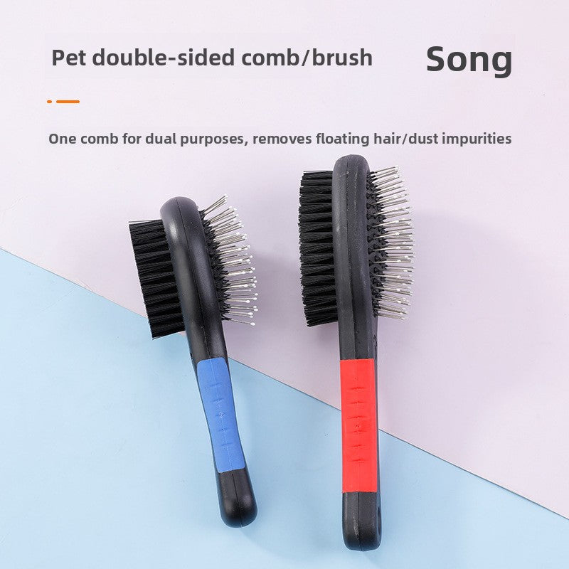 Dual-Sided Pet Grooming Brush for Cats and Dogs