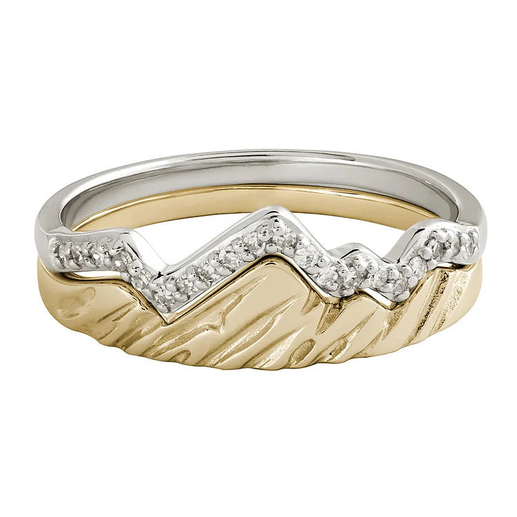 Dual-tone Diamond Accent Stackable Mountain Ring
