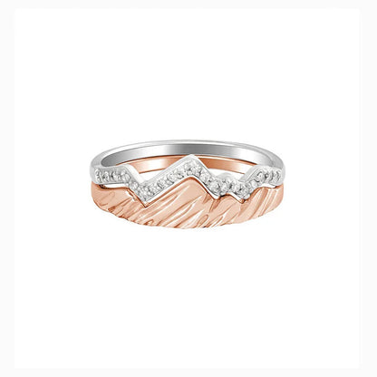Dual-tone Diamond Accent Stackable Mountain Ring
