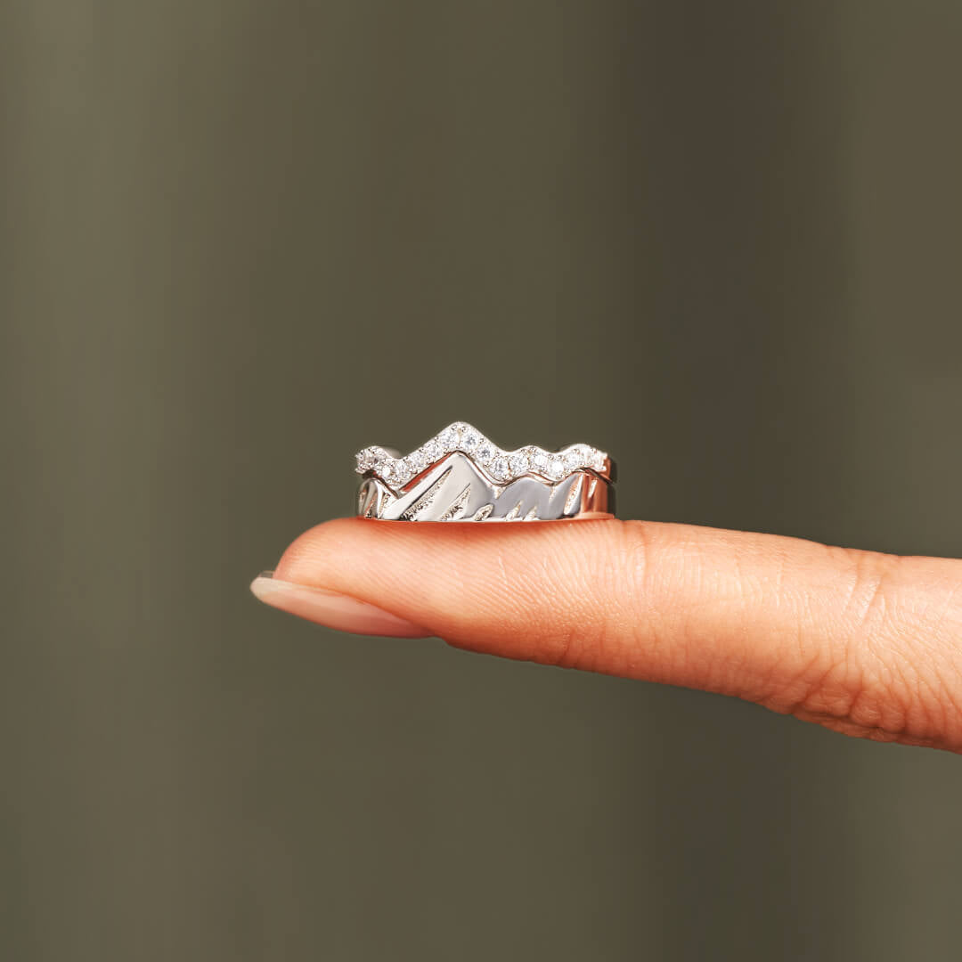 Dual-tone Diamond Accent Stackable Mountain Ring