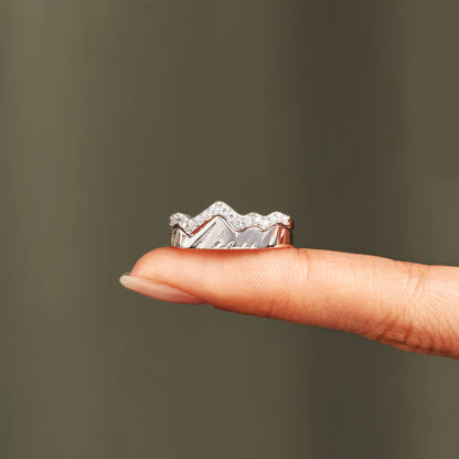 Dual-tone Diamond Accent Stackable Mountain Ring