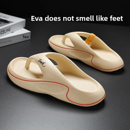 Dung-feeling Flip-flops for Outwear Summer Thick-soled Wear-resistant Beach Sandals Non-slip Deodorant Soft-soled High-end Men's Slippers