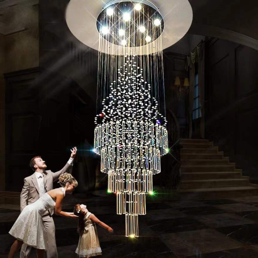 Duplex Crystal Chandelier, Hollow-Design Living Room Chandelier