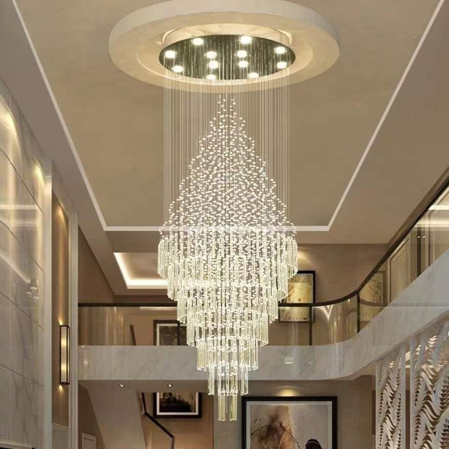 Duplex Crystal Chandelier, Hollow-Design Living Room Chandelier