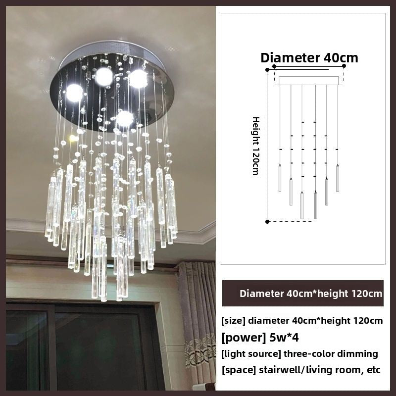 Duplex Crystal Chandelier, Hollow-Design Living Room Chandelier