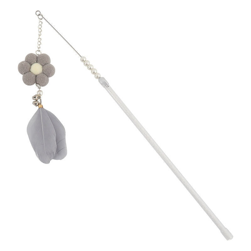 Durable Interactive Cat Teaser Stick with Feathers