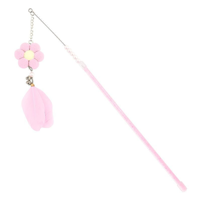 Durable Interactive Cat Teaser Stick with Feathers