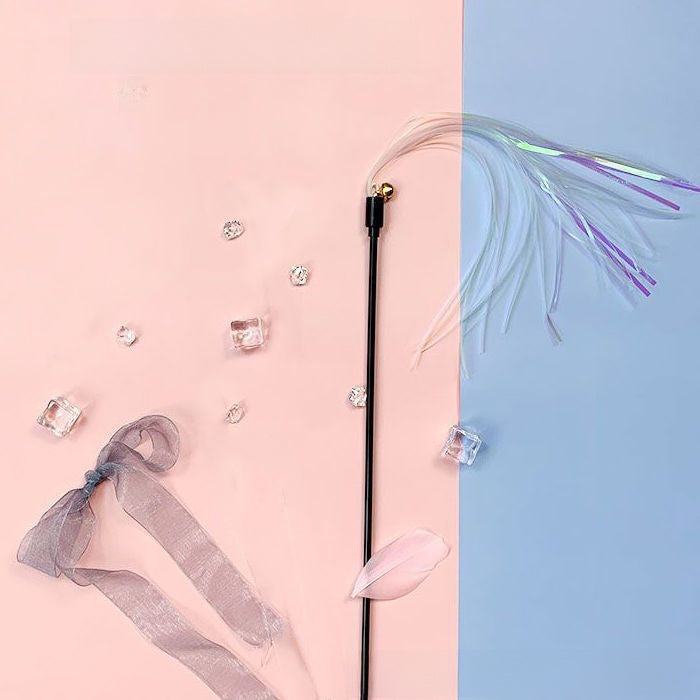 Durable Interactive Cat Teaser Stick with Feathers