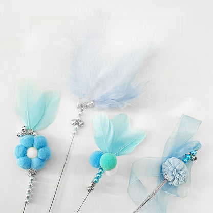 Durable Interactive Cat Teaser Stick with Feathers