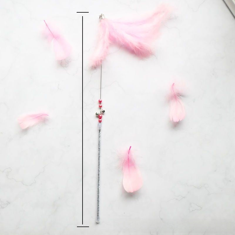 Durable Interactive Cat Teaser Stick with Feathers