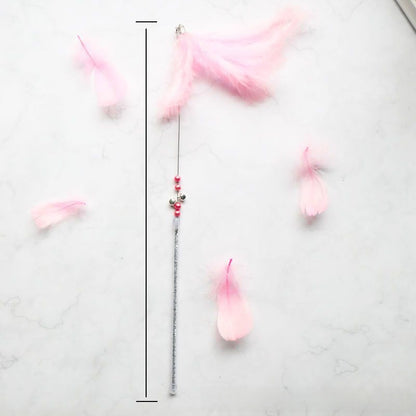 Durable Interactive Cat Teaser Stick with Feathers