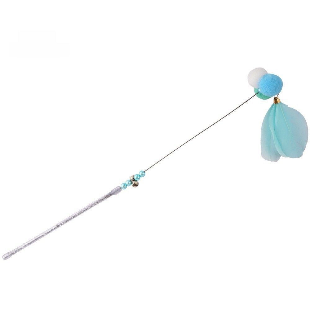 Durable Interactive Cat Teaser Stick with Feathers