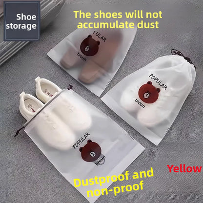 Dust-proof and moisture-proof drawstring pocket for shoe storage