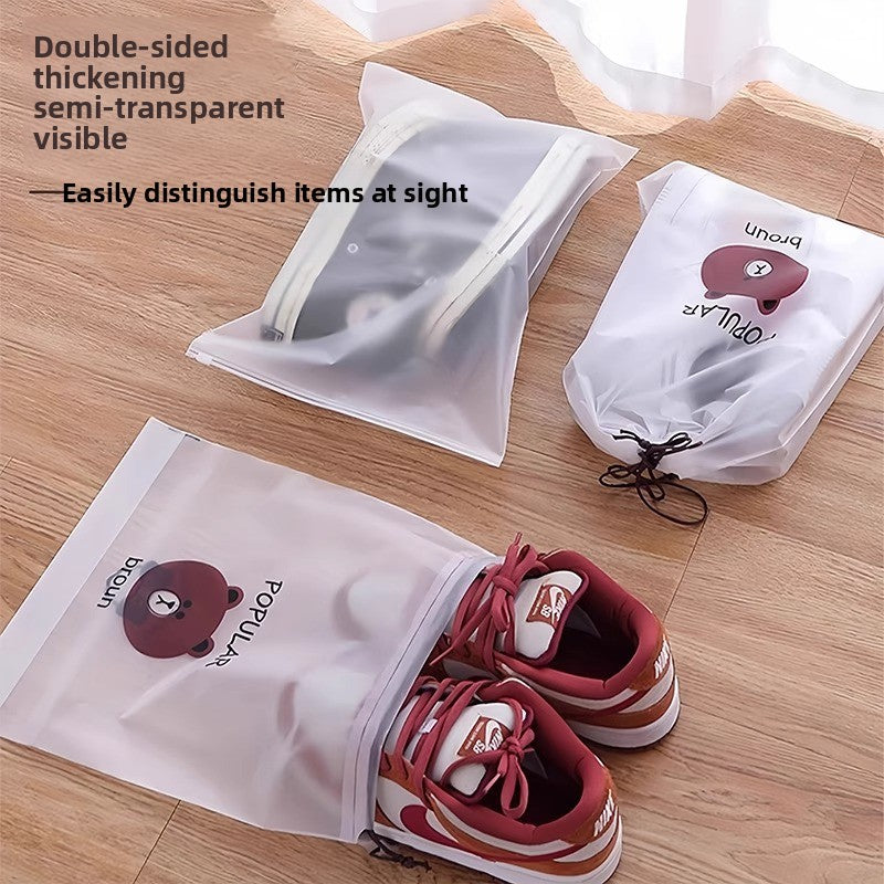 Dust-proof and moisture-proof drawstring pocket for shoe storage