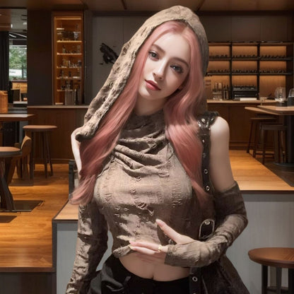 Dystopian style short-sleeved pullover jacket