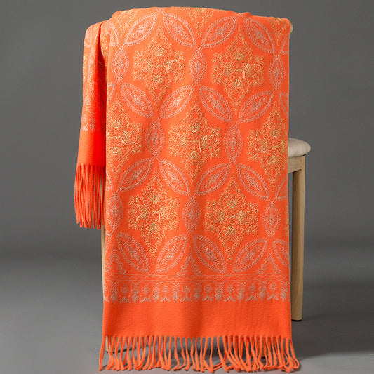 Buy Autumn Winter Golden Silk Lily Embroidered Xinjiang Cashmere