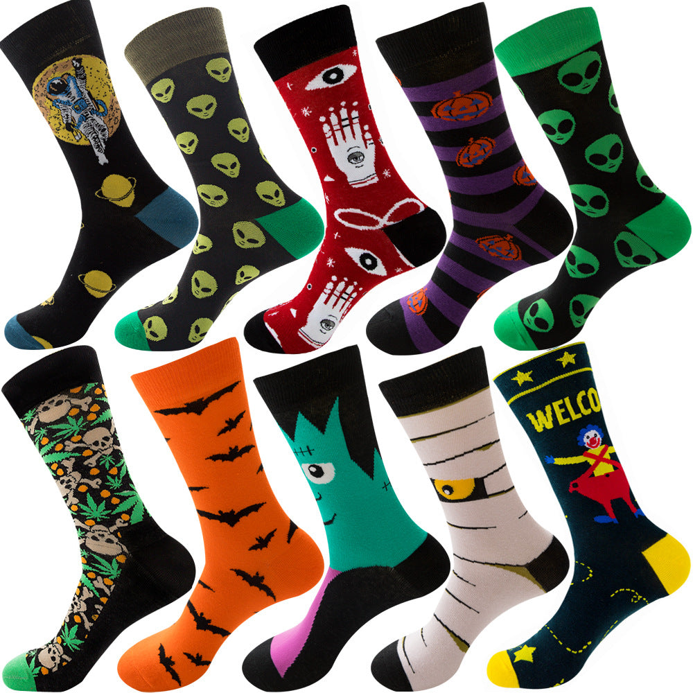 Men’s Autumn Diamond Patterned Socks Christmas Fruit Patterns