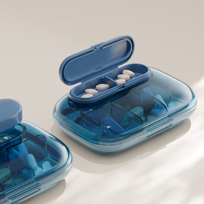 Portable Daily Pill Organizer with Secure Lid Storage