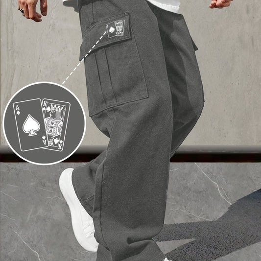 Loose Fit Men's Work Pants with Adjustable Drawstring Waist