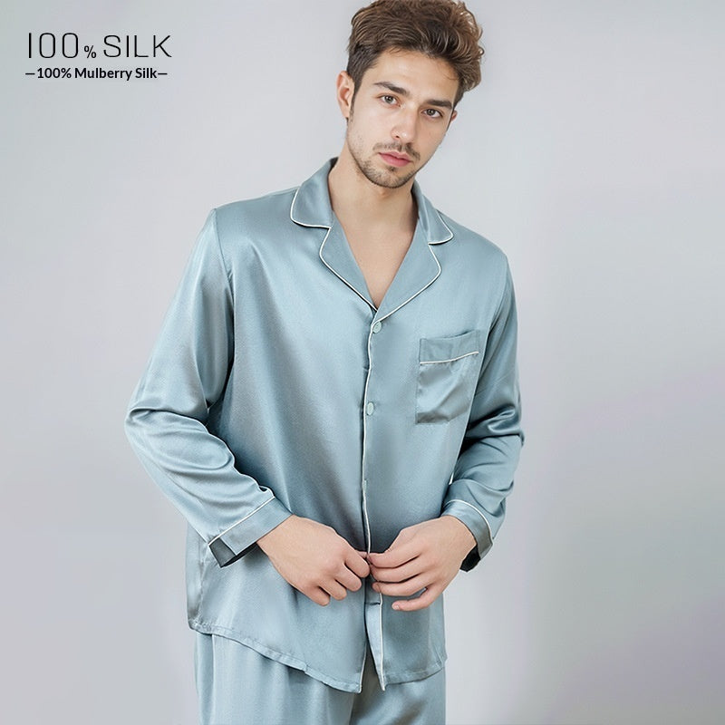Mumi Heavyweight Silk Pajamas for Men Comfortable Sleepwear