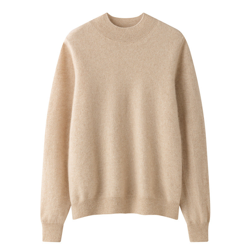 Women's Solid-Color Loose-Fit Mock-Neck Sweater Cozy Comfort