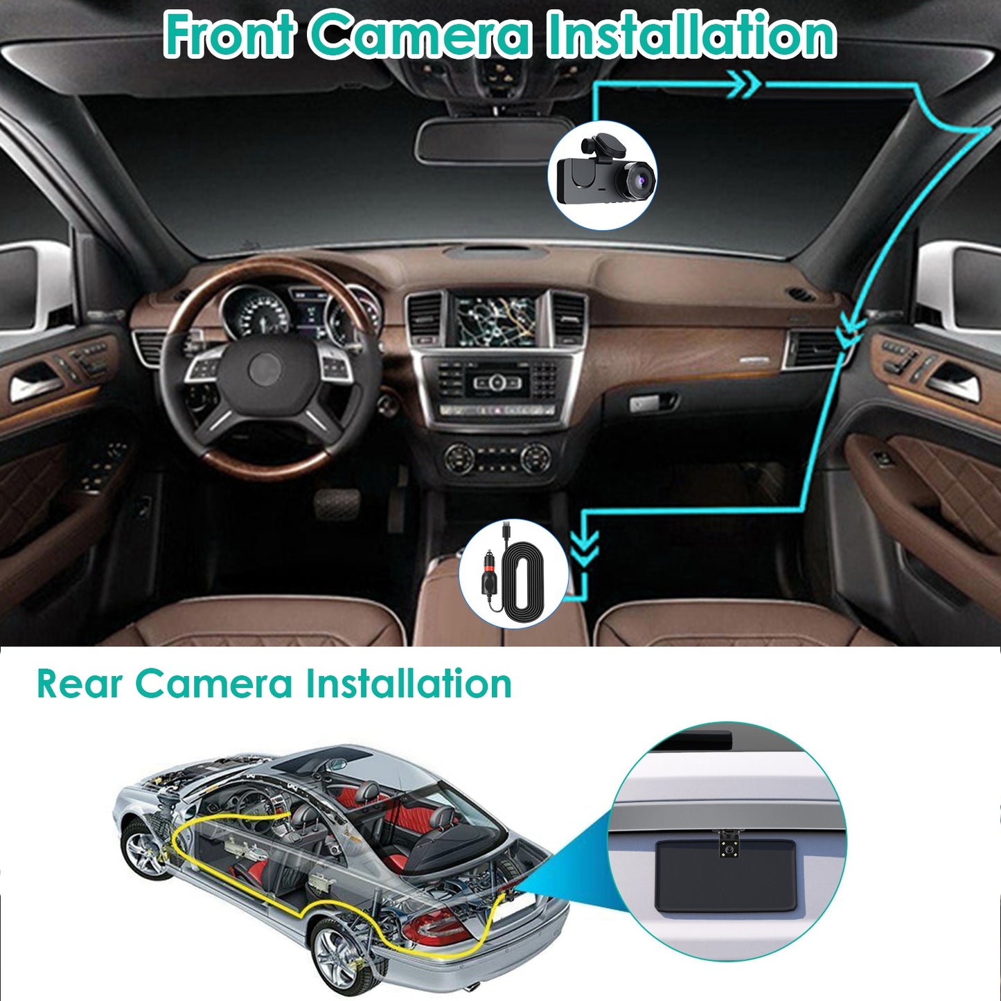 3 Channel Car Dash Cam with G Sensor and Motion Detection