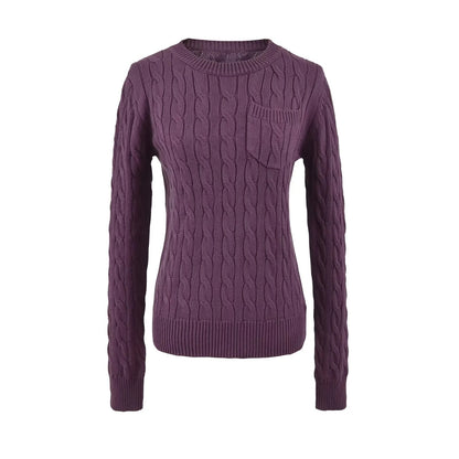 Stylish Korean-Style Relaxed Purple Sweater for Petite Women
