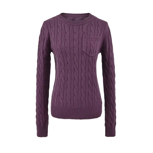Stylish Korean-Style Relaxed Purple Sweater for Petite Women