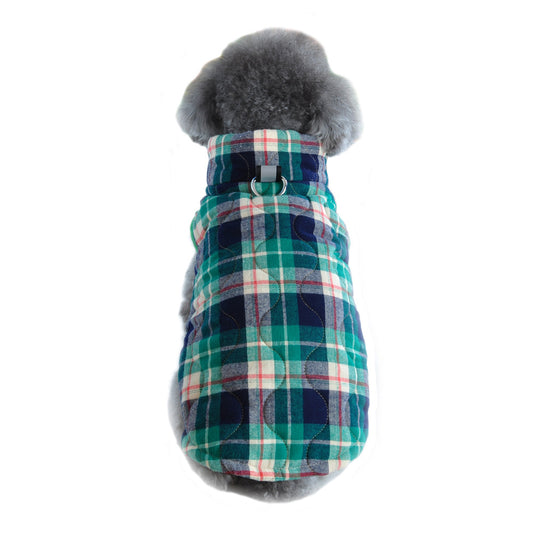 Buy Winter Dog Clothes | Heavy Cotton Plaid Zipper Jacket
