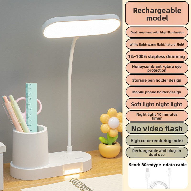 Storage Pen Holder Desk Lamp with LED Study Reading Light