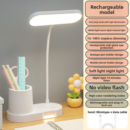 Storage Pen Holder Desk Lamp with LED Study Reading Light