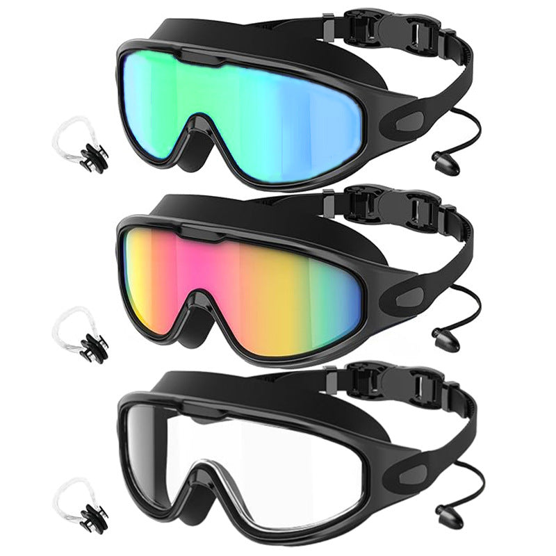 Large Frame Anti Fog Swimming Goggles With Earplugs Uses Now